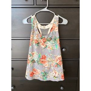 LC Lauren Conrad Mixed-Media Floral Racerback